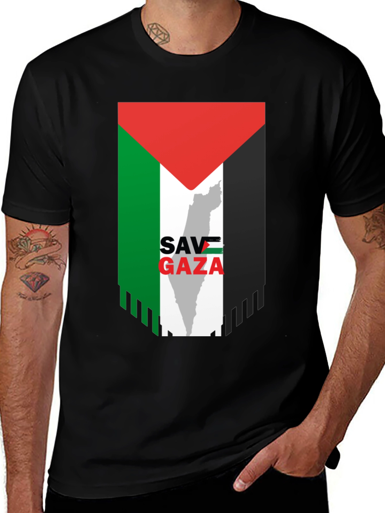 Save Gaza T-Shirt - Palestine Flag Graphic Tee