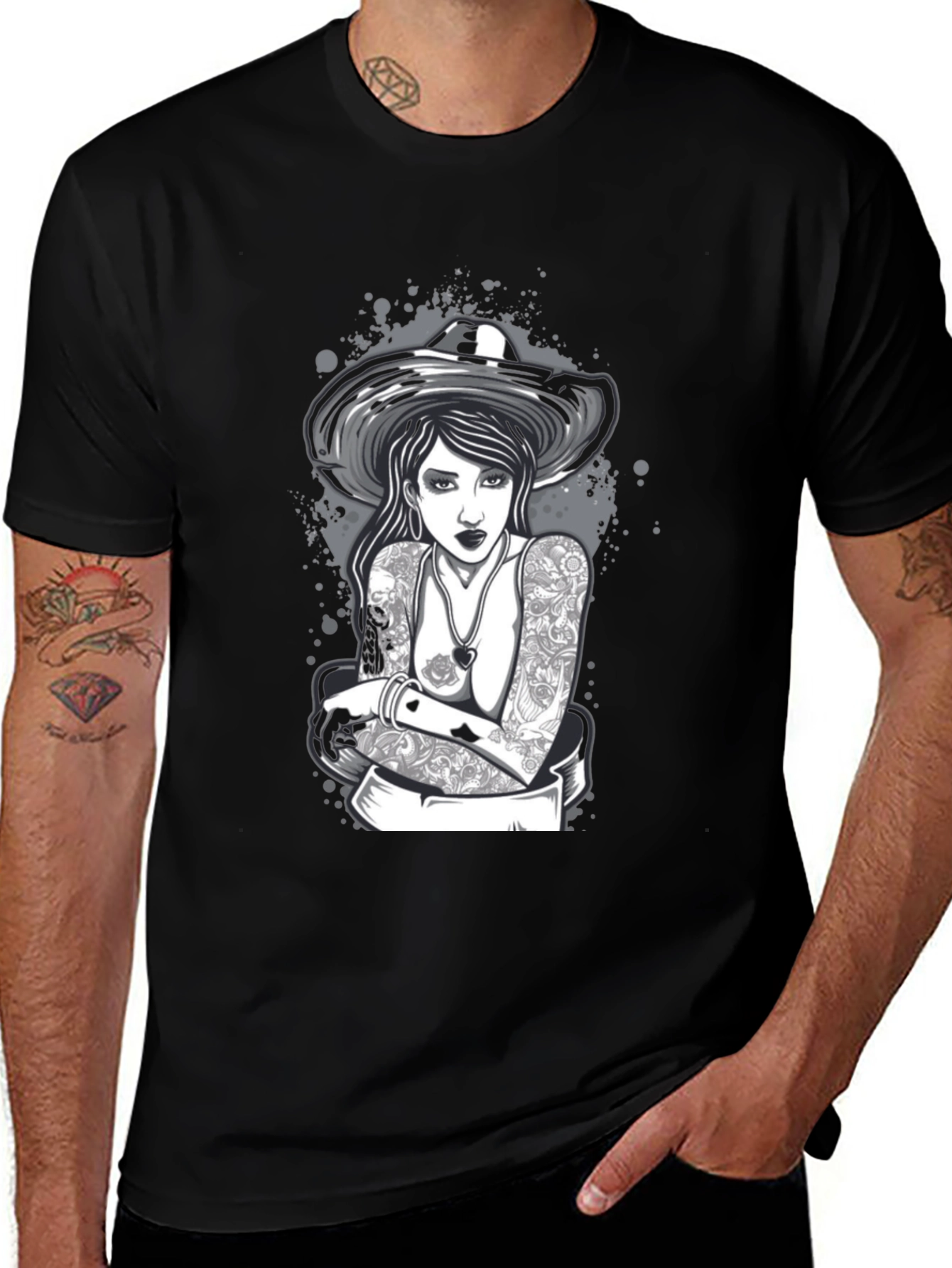 Tattooed Woman T-Shirt - Black Graphic Tee