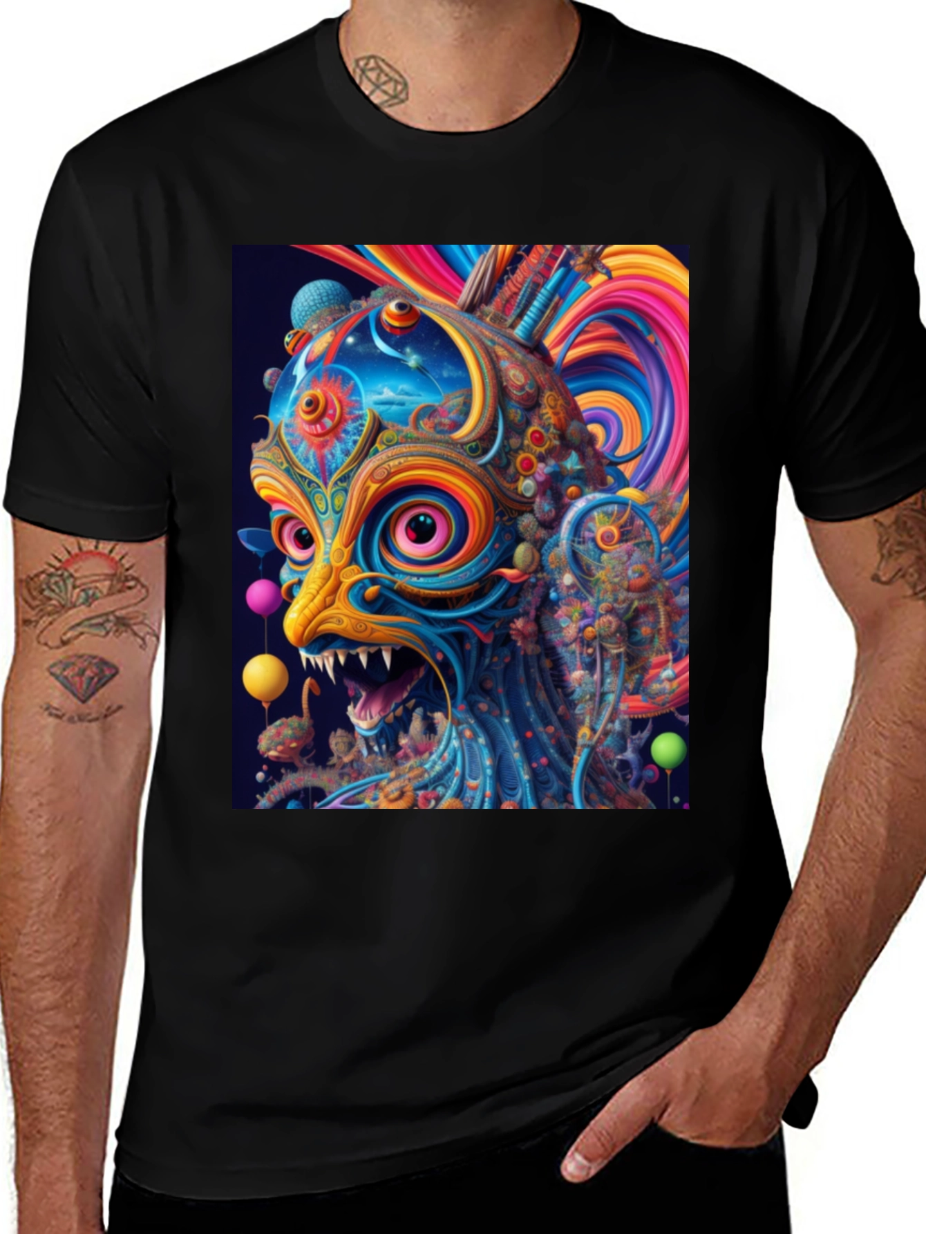 Variant 2 of Psychedelic Lion Graphic Tee - Bold Art Shirt