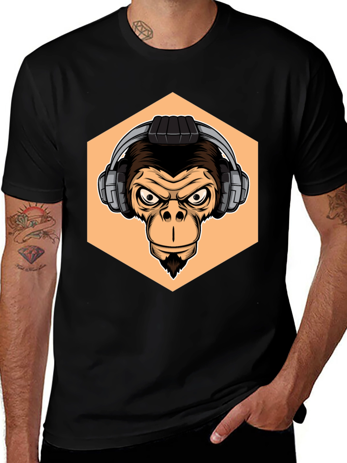 Variant 27 of Monkey DJ Graphic Tee - Cool Ape with Headphones