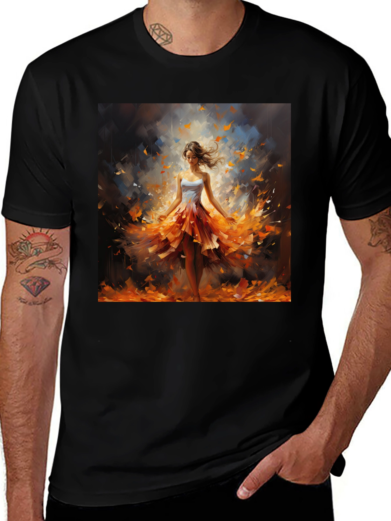 Variant 4 of Woman in Autumn Dress T-Shirt