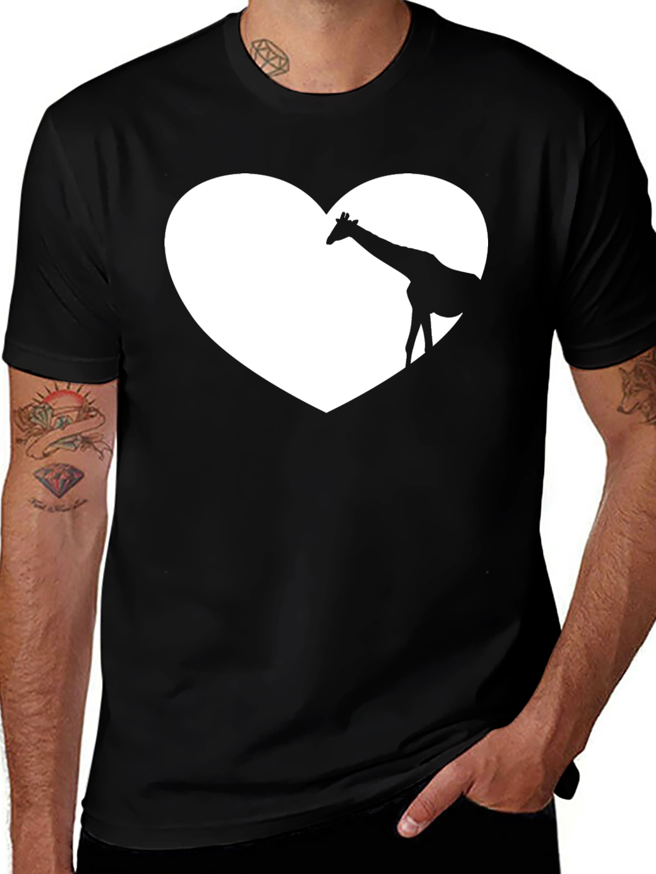 Variant 7 of Giraffe Heart Graphic Tee - Soft Cotton Blend