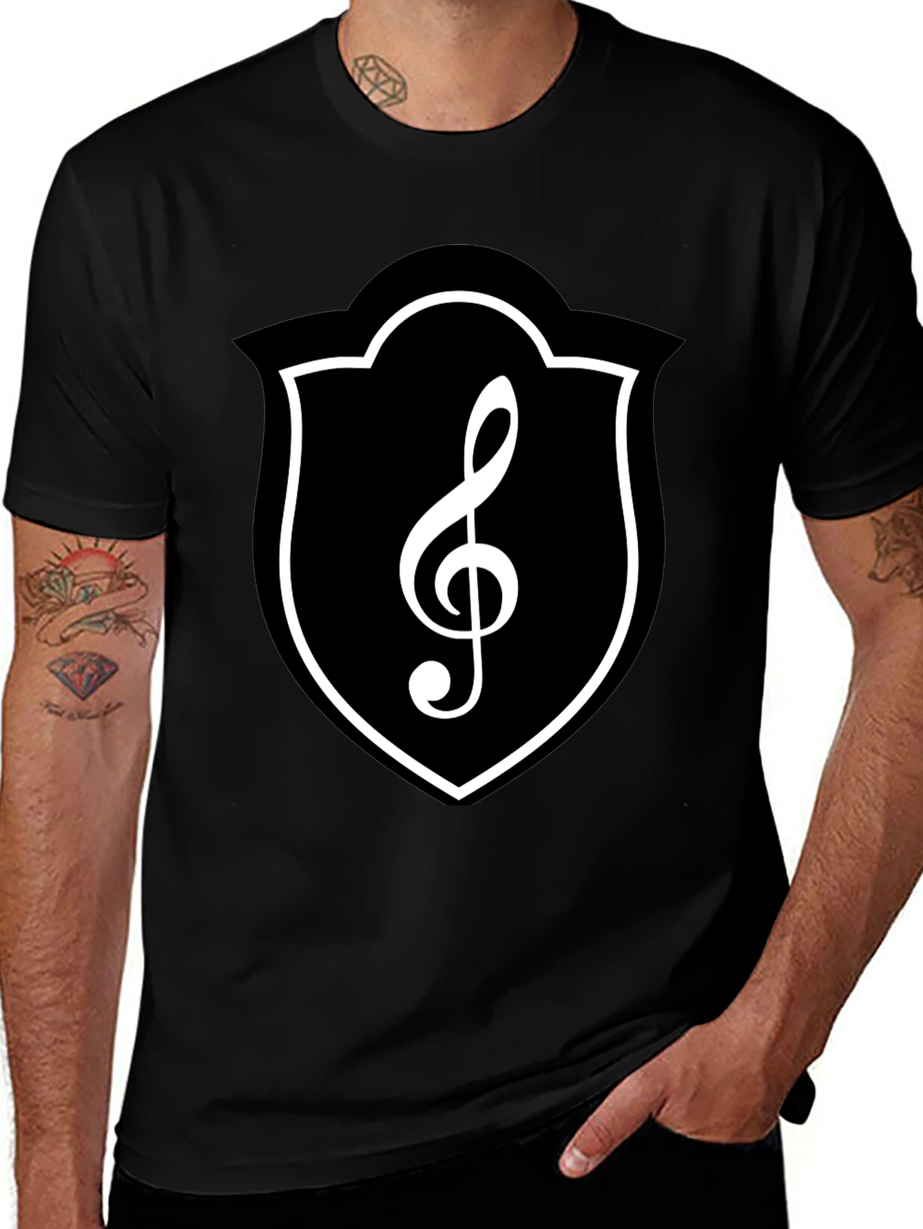 Variant 19 of Musical Treble Clef Graphic Tee - Black