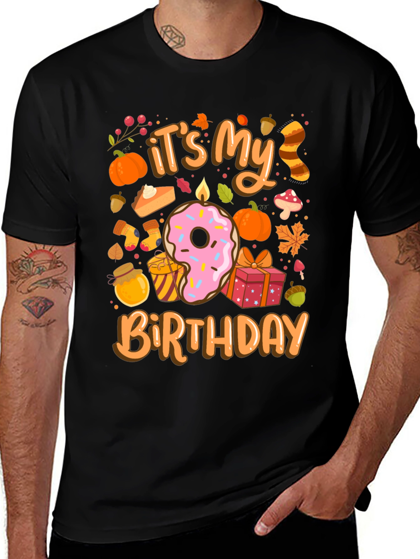 Black It's My Birthday Fall Themed T-Shirt main image