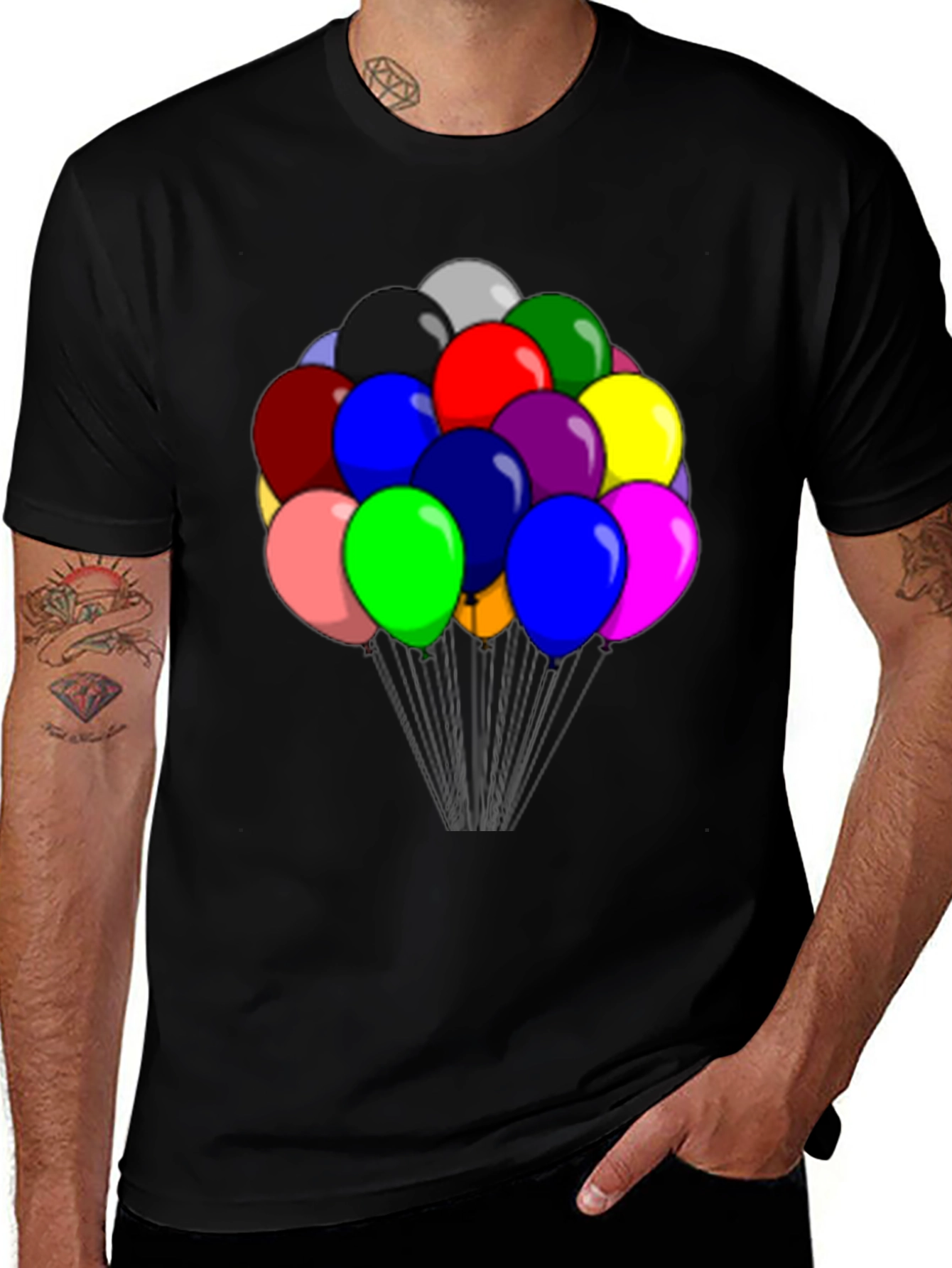 Variant 19 of Balloon Graphic Tee - Black Cotton Comfort