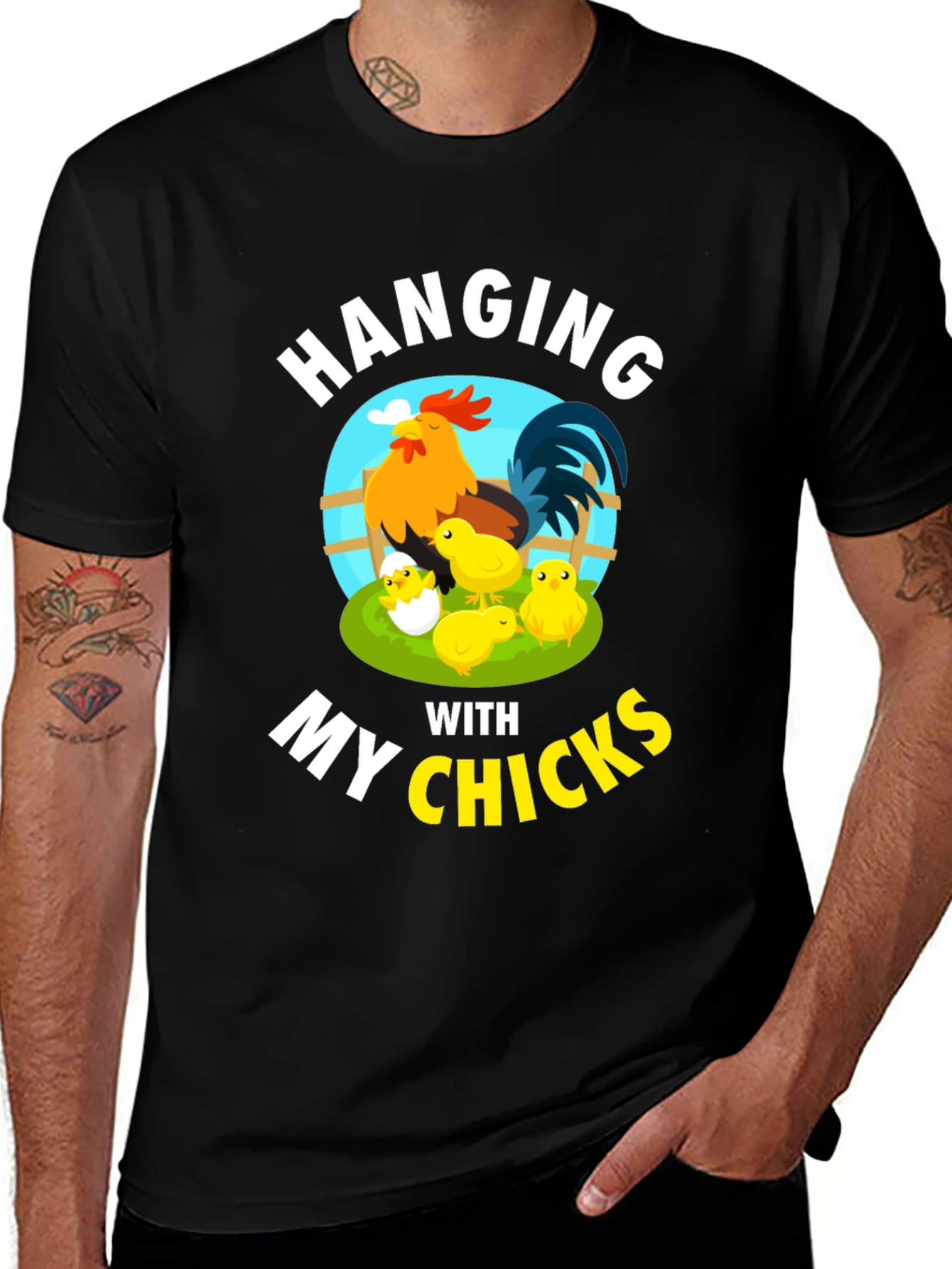 Variant 24 of Hanging With My Chicks Graphic Tee - Fun Chicken Lover Shirt