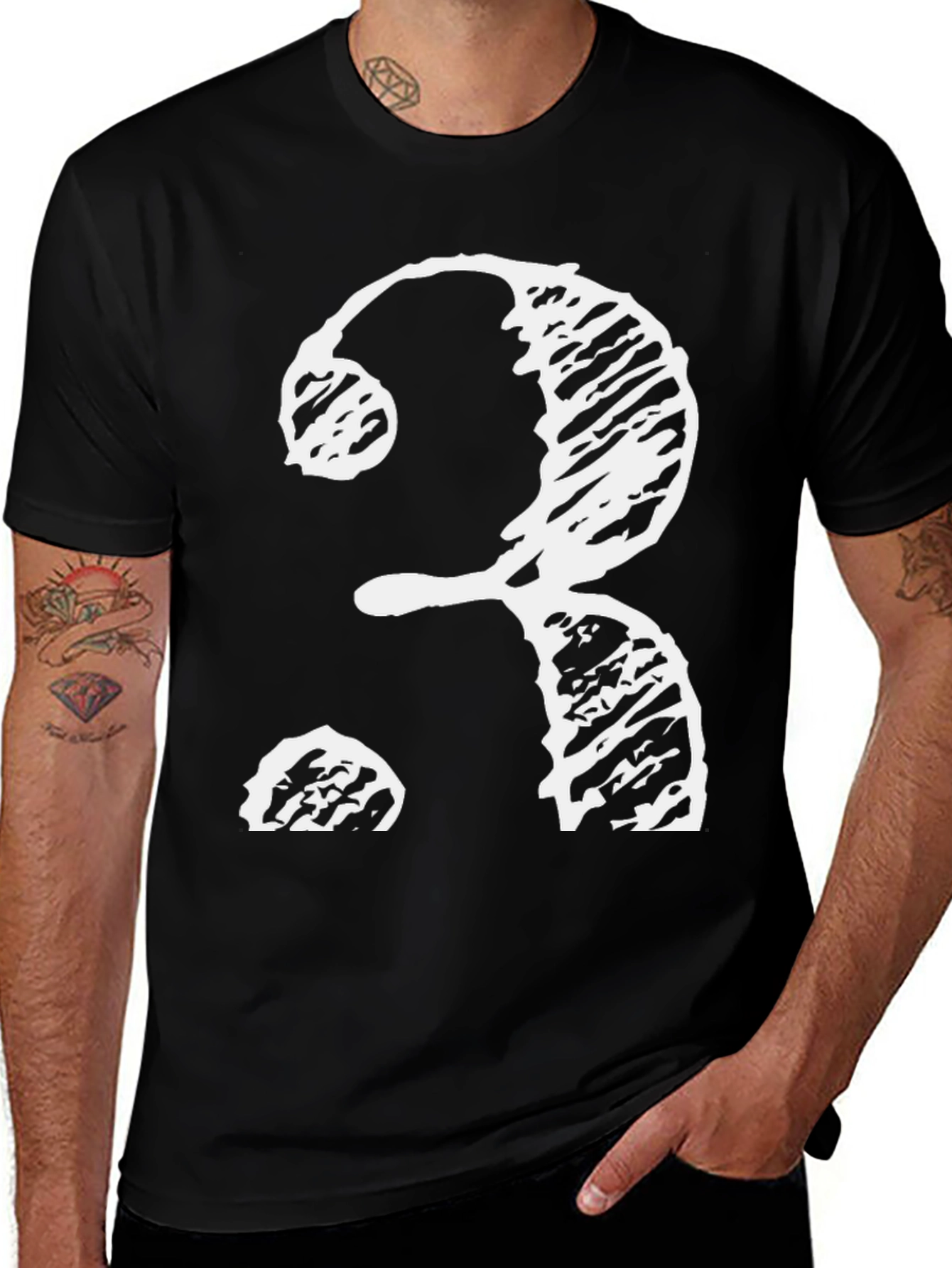 Variant 3 of Black T-Shirt with Distressed White Question Mark