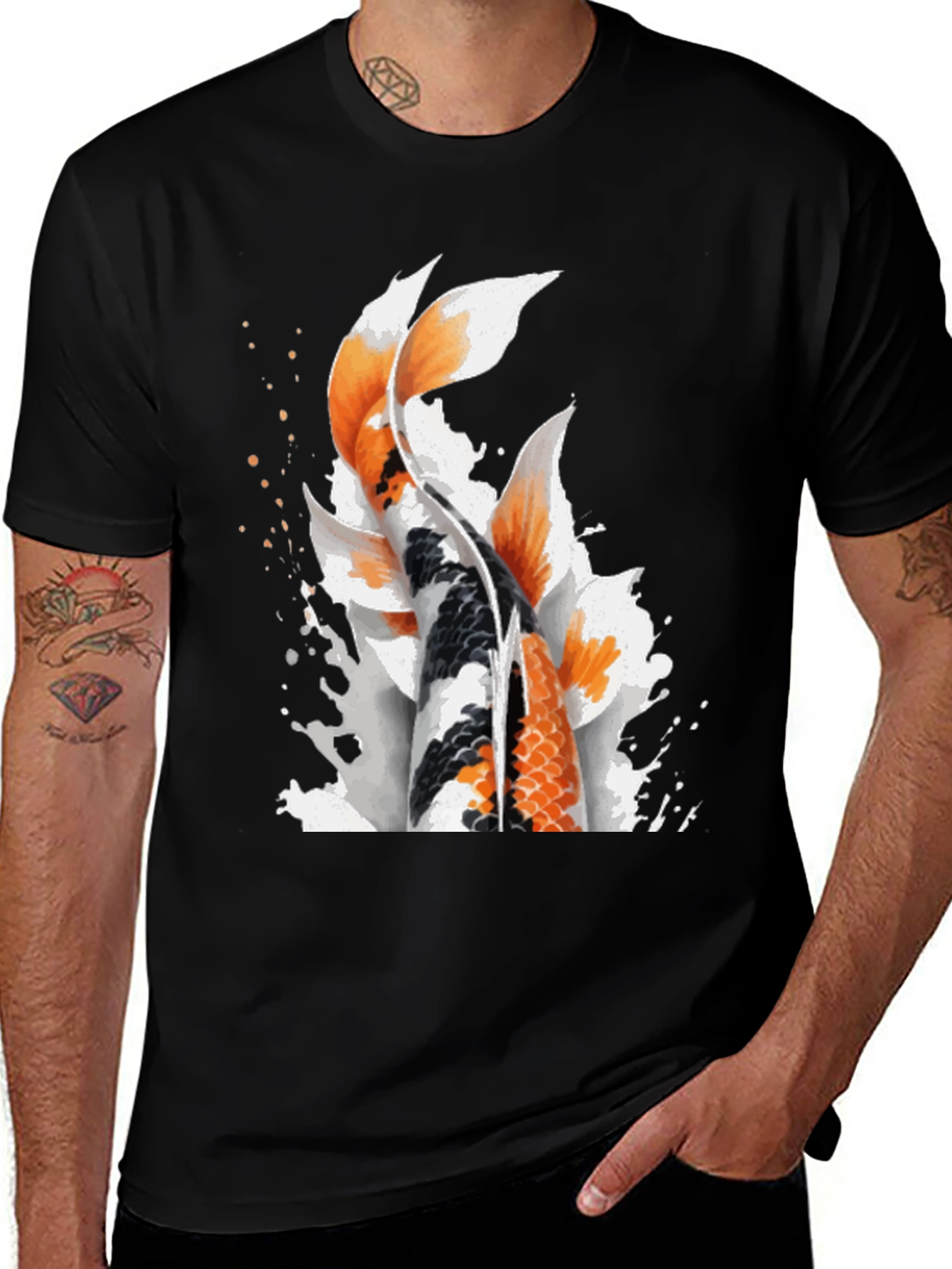 Variant 25 of Koi Fish Graphic Black T-Shirt