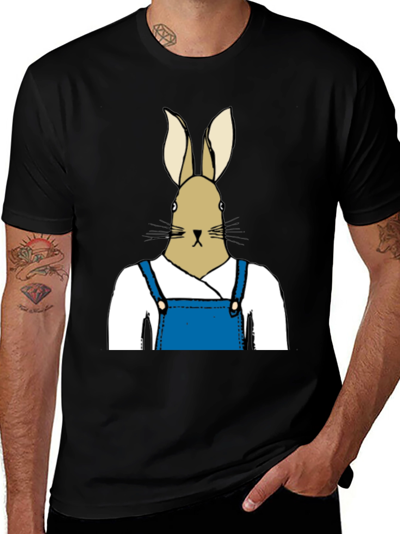 Variant 17 of Rabbit Overalls Tee - Quirky Graphic T-Shirt