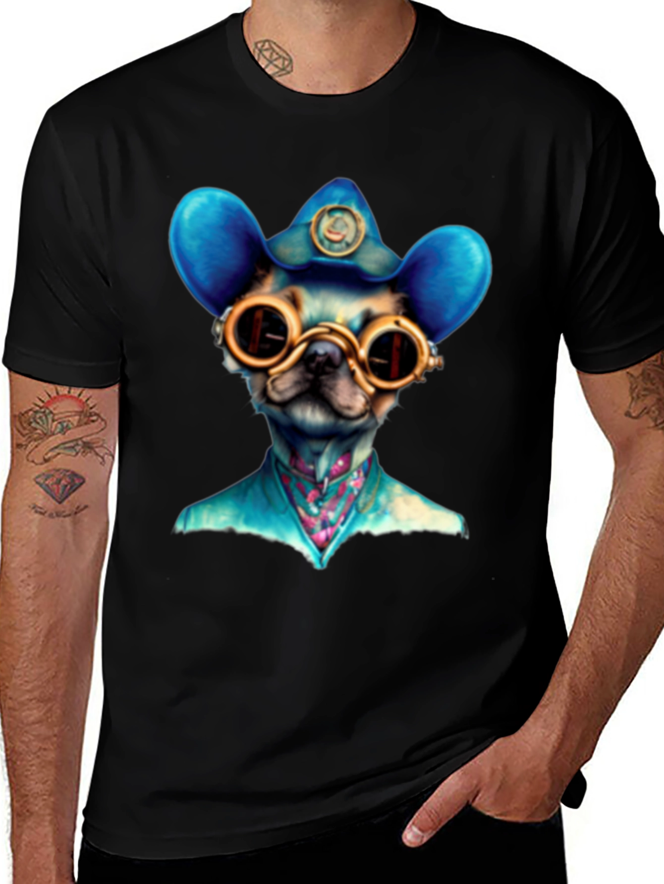 Variant 4 of Steampunk Dog T-Shirt - Unique Graphic Tee