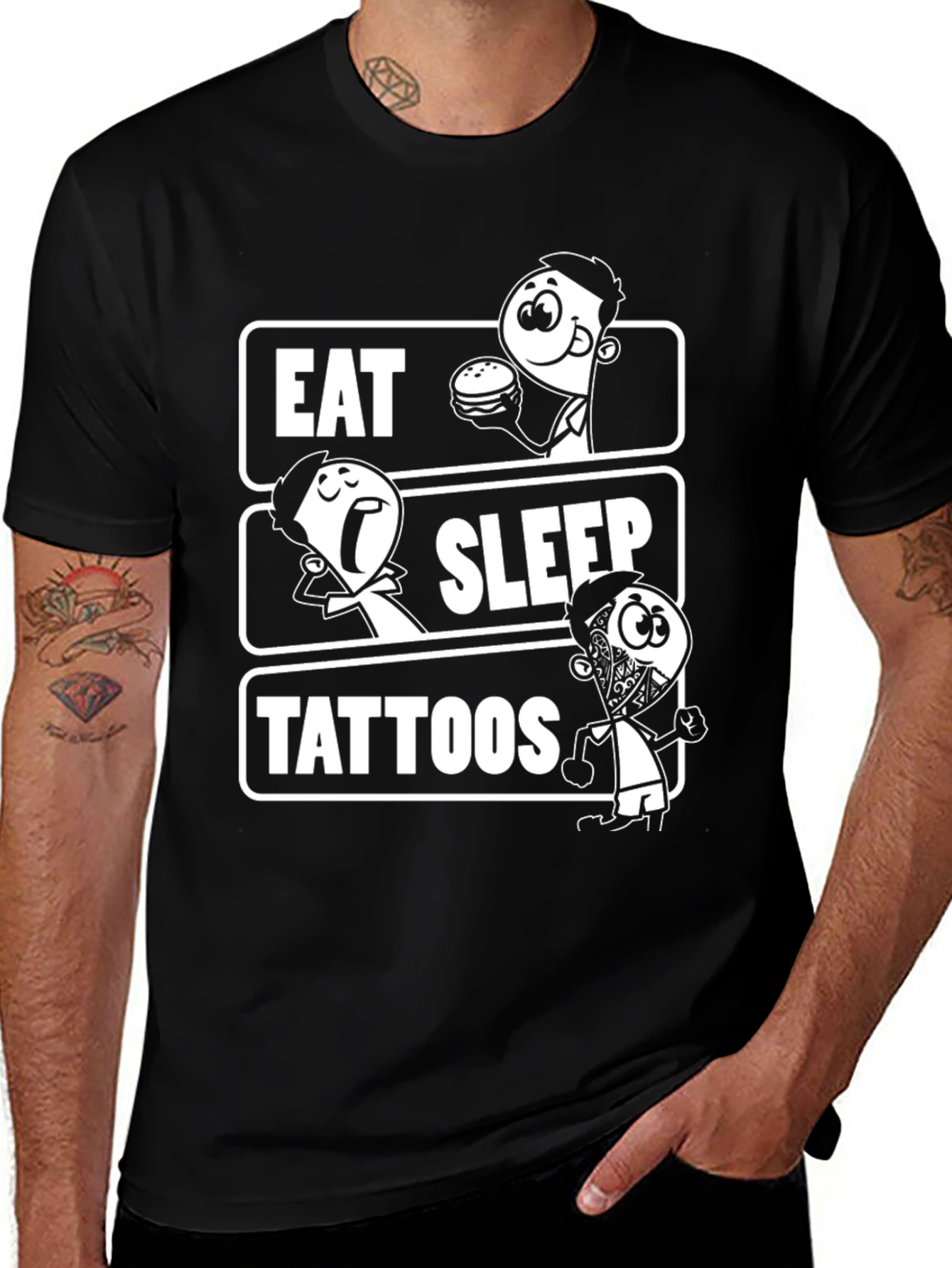 Variant 20 of Eat Sleep Tattoos Graphic Tee - Black