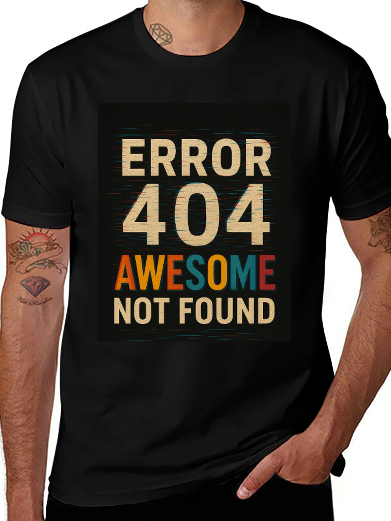 Variant 23 of Error 404 Awesome Not Found Black T-Shirt