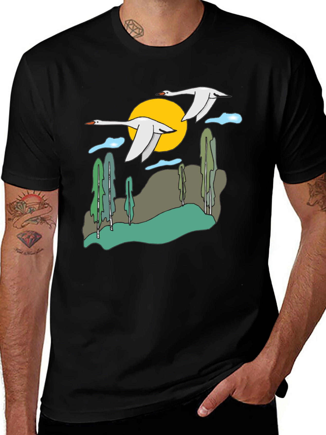 Whimsical Swan Graphic Tee