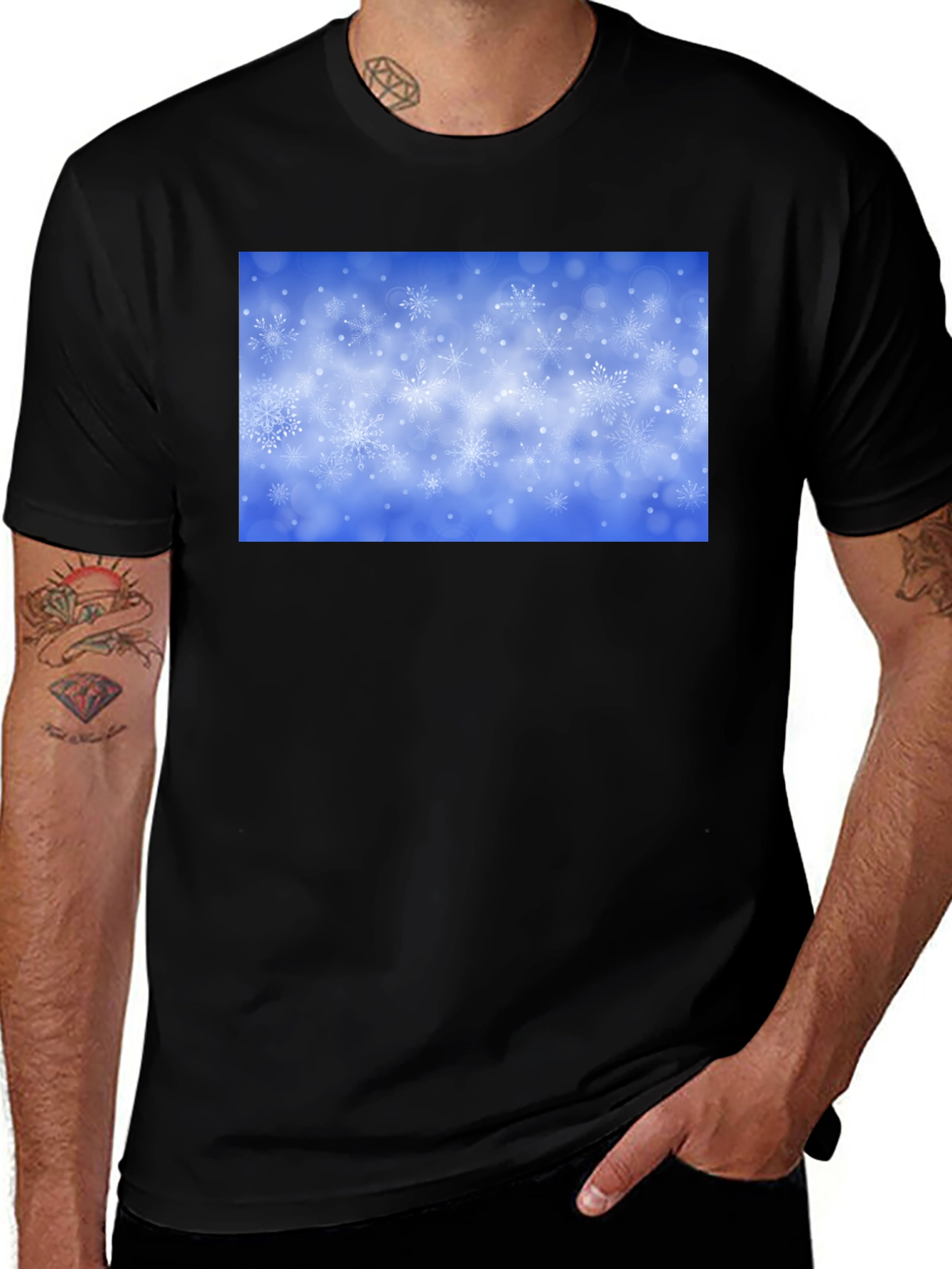 Variant 19 of Snowflake Pattern T-Shirt - Winter Holiday Tee