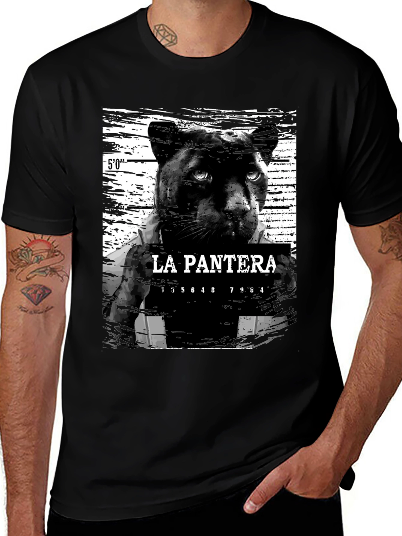 Variant 10 of La Pantera Mugshot Graphic Tee - Black