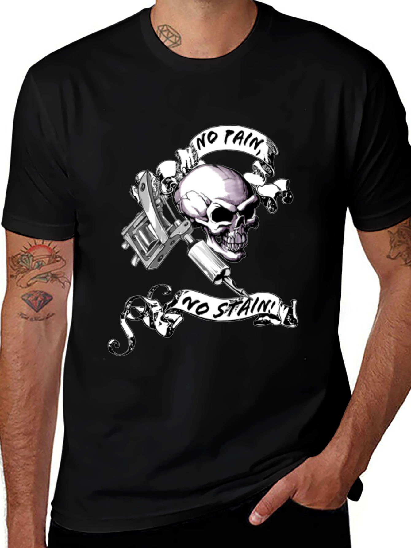 Variant 26 of Skull & Tattoo Machine Graphic Tee