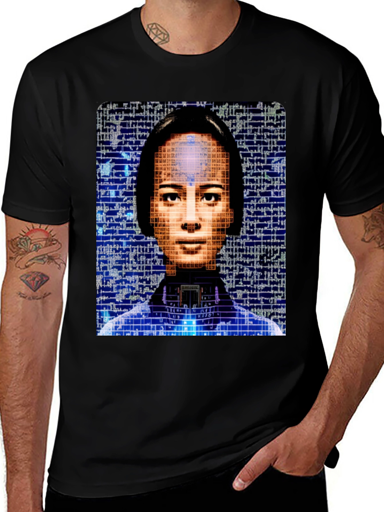 Variant 5 of AI Portrait Black T-Shirt