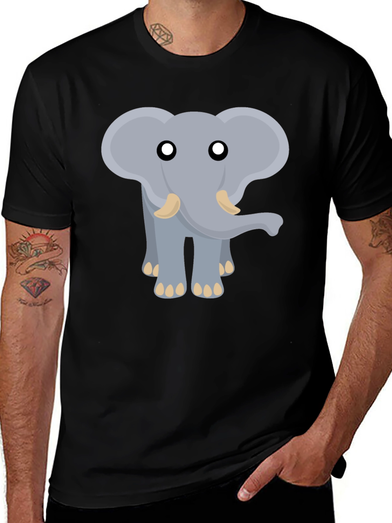 Variant 11 of Cute Elephant Graphic Tee - Unisex Black T-Shirt