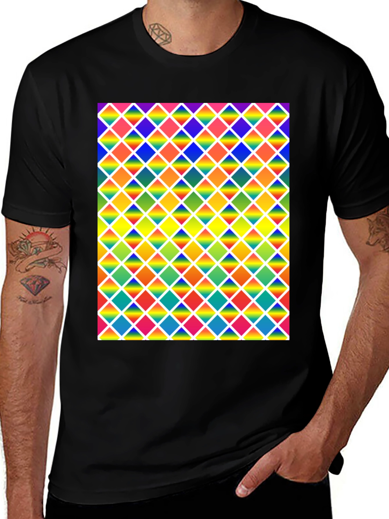 Variant 15 of Rainbow Diamond Pattern T-Shirt