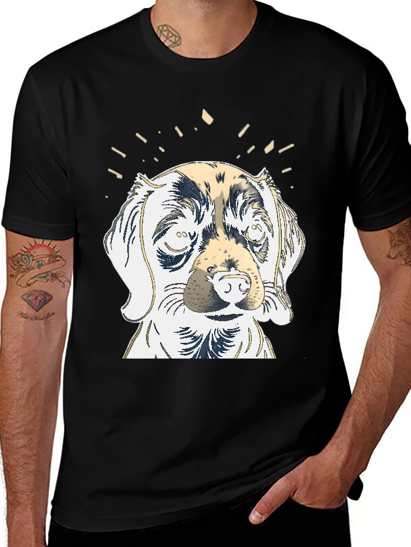 Variant 13 of Dog Graphic Tee - Men's Black T-Shirt