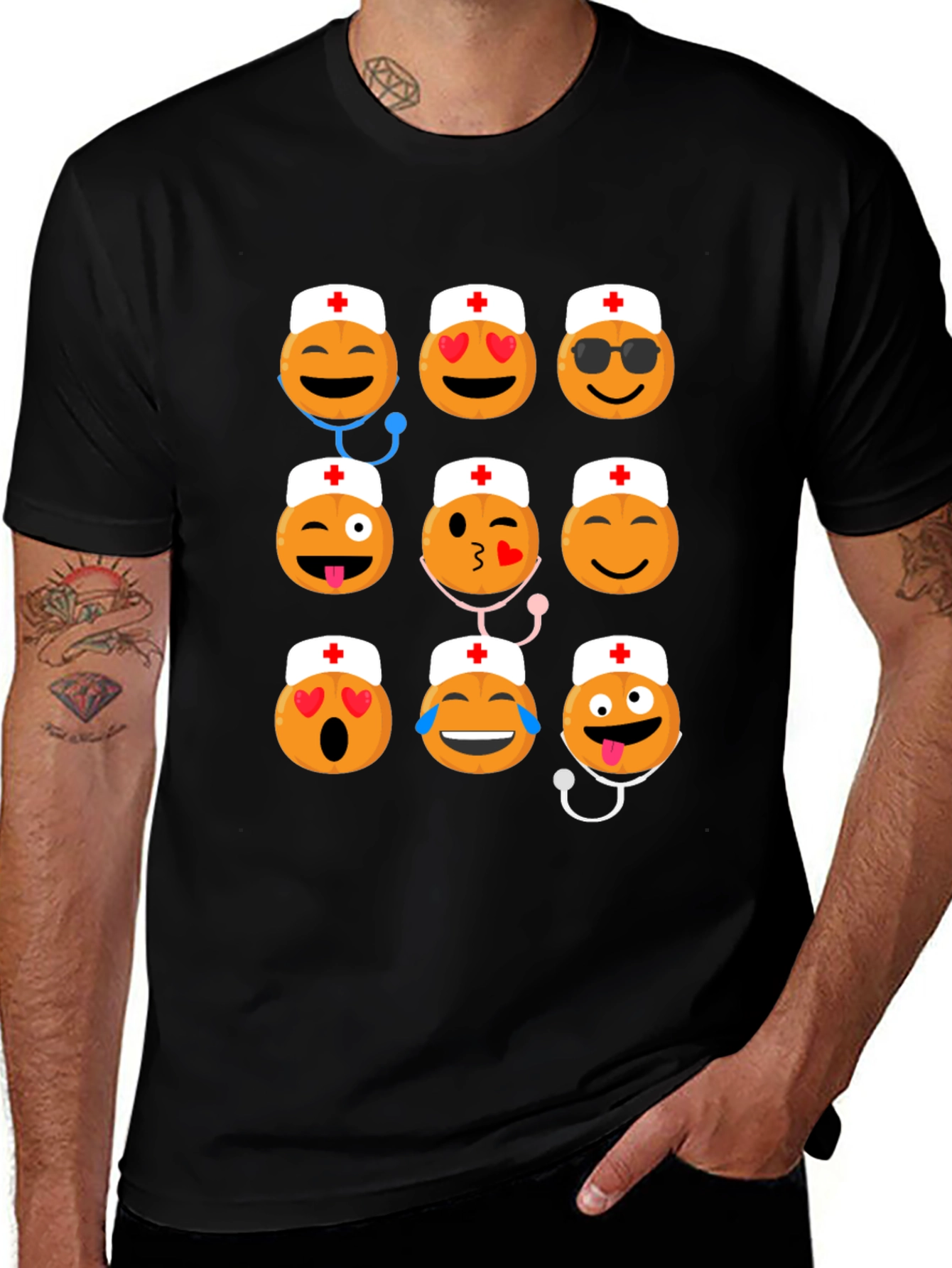 Variant 15 of Nurse Emoji T-Shirt - Unisex Black Tee
