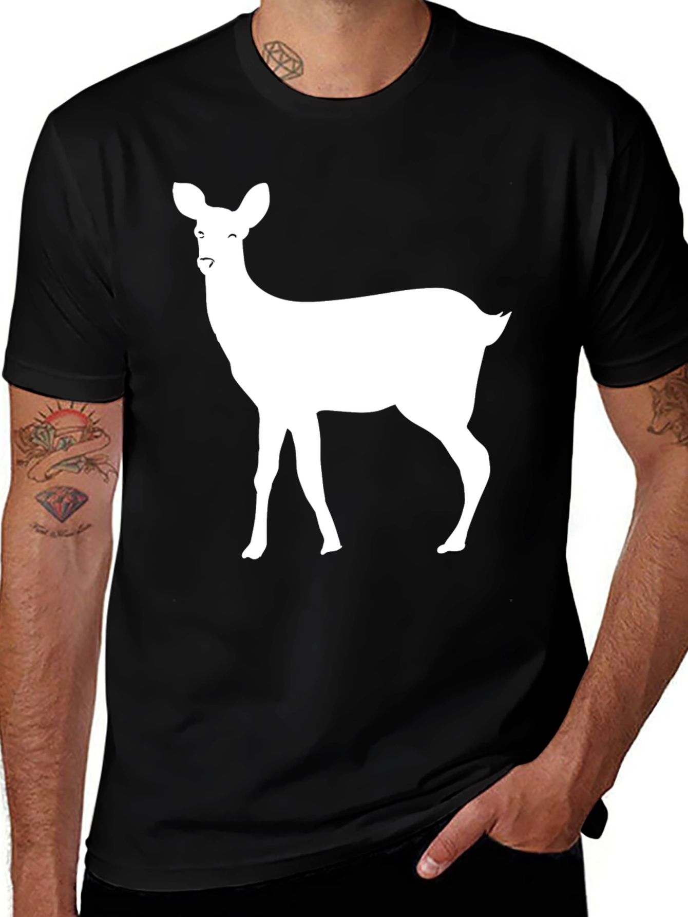 Black Deer Graphic Tee - Stylish Black Cotton T-Shirt main image