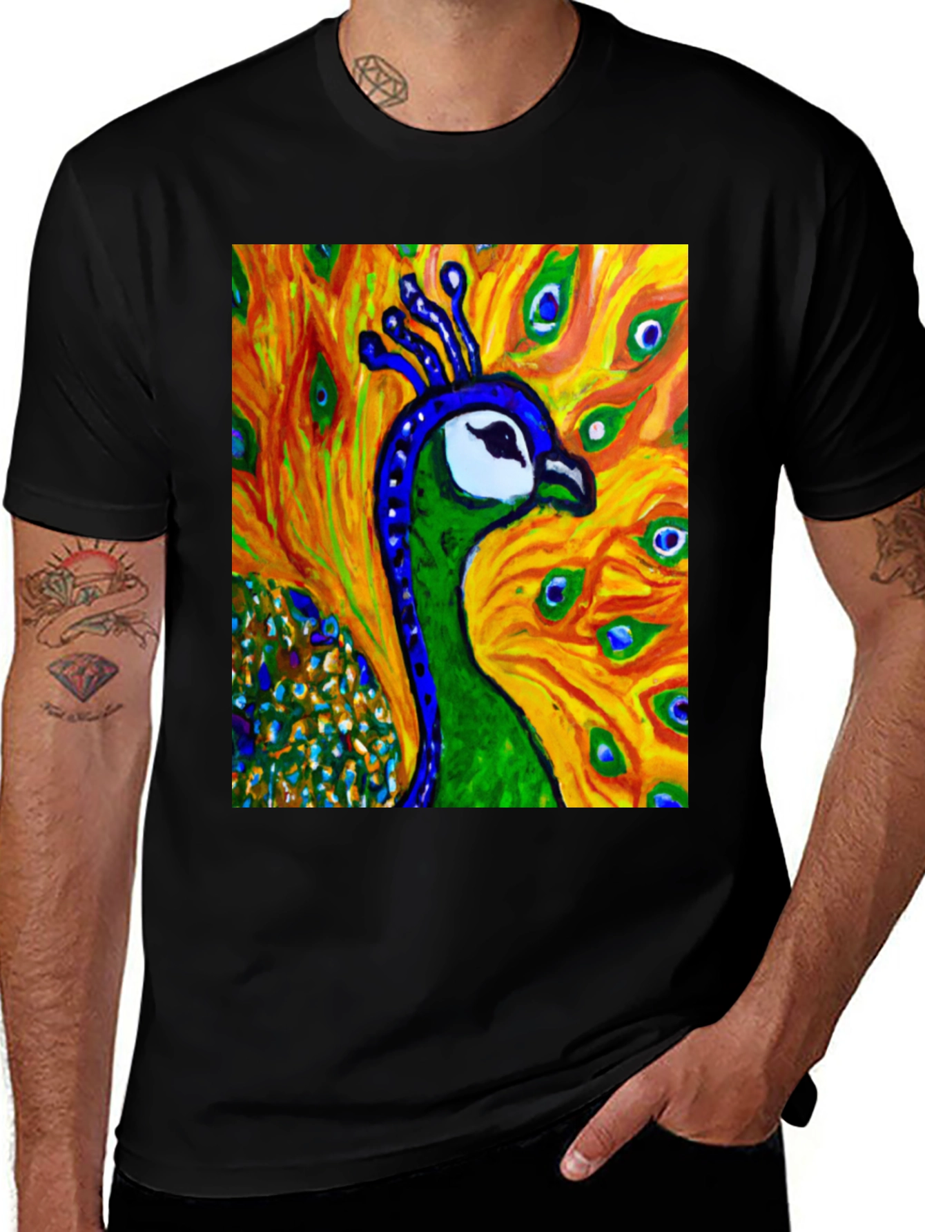 Variant 14 of Peacock Art Print Graphic Tee