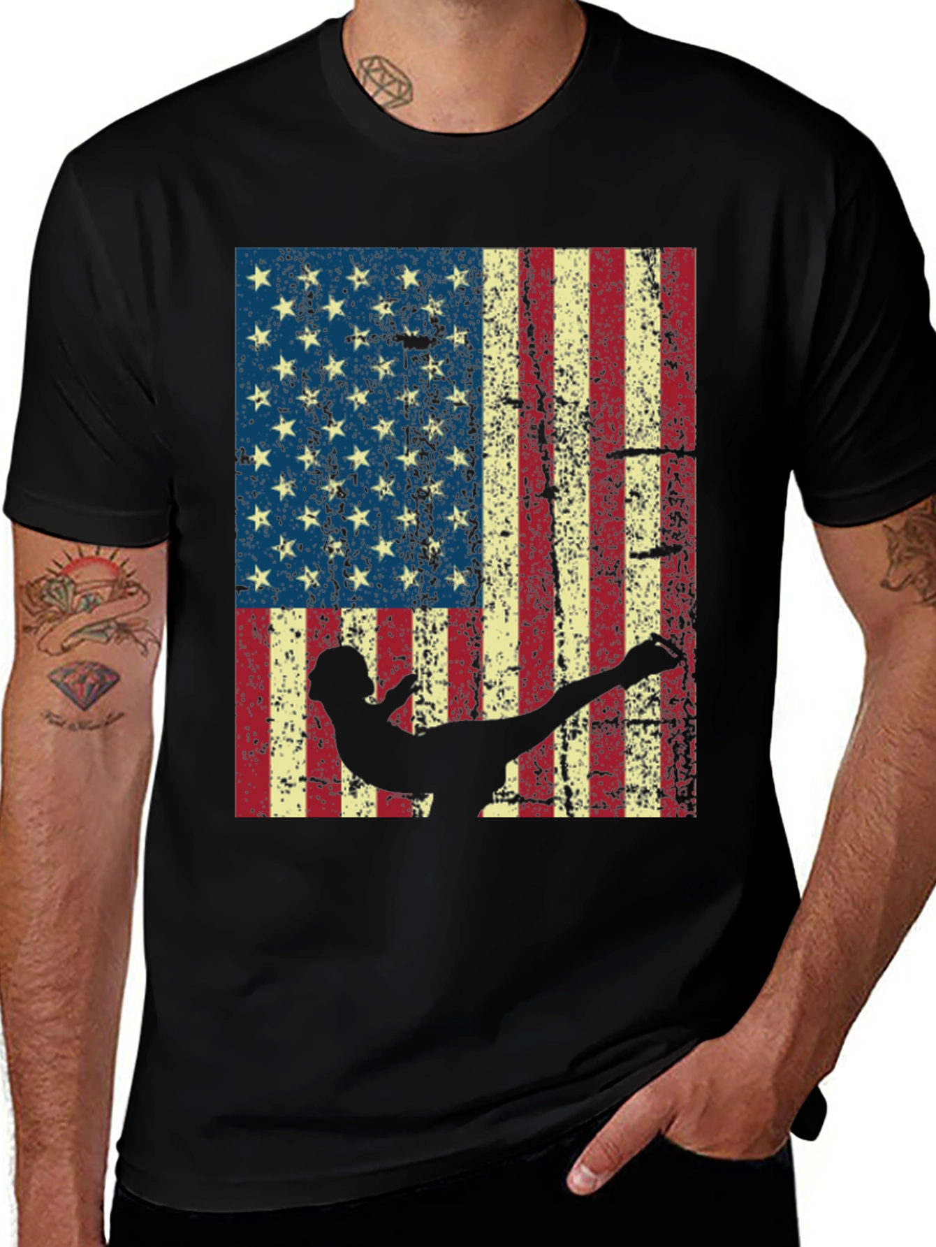 Variant 3 of American Flag Martial Arts Graphic T-Shirt