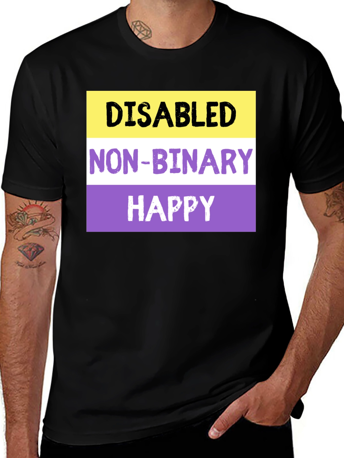 Variant 9 of Disabled Non-Binary Happy T-Shirt