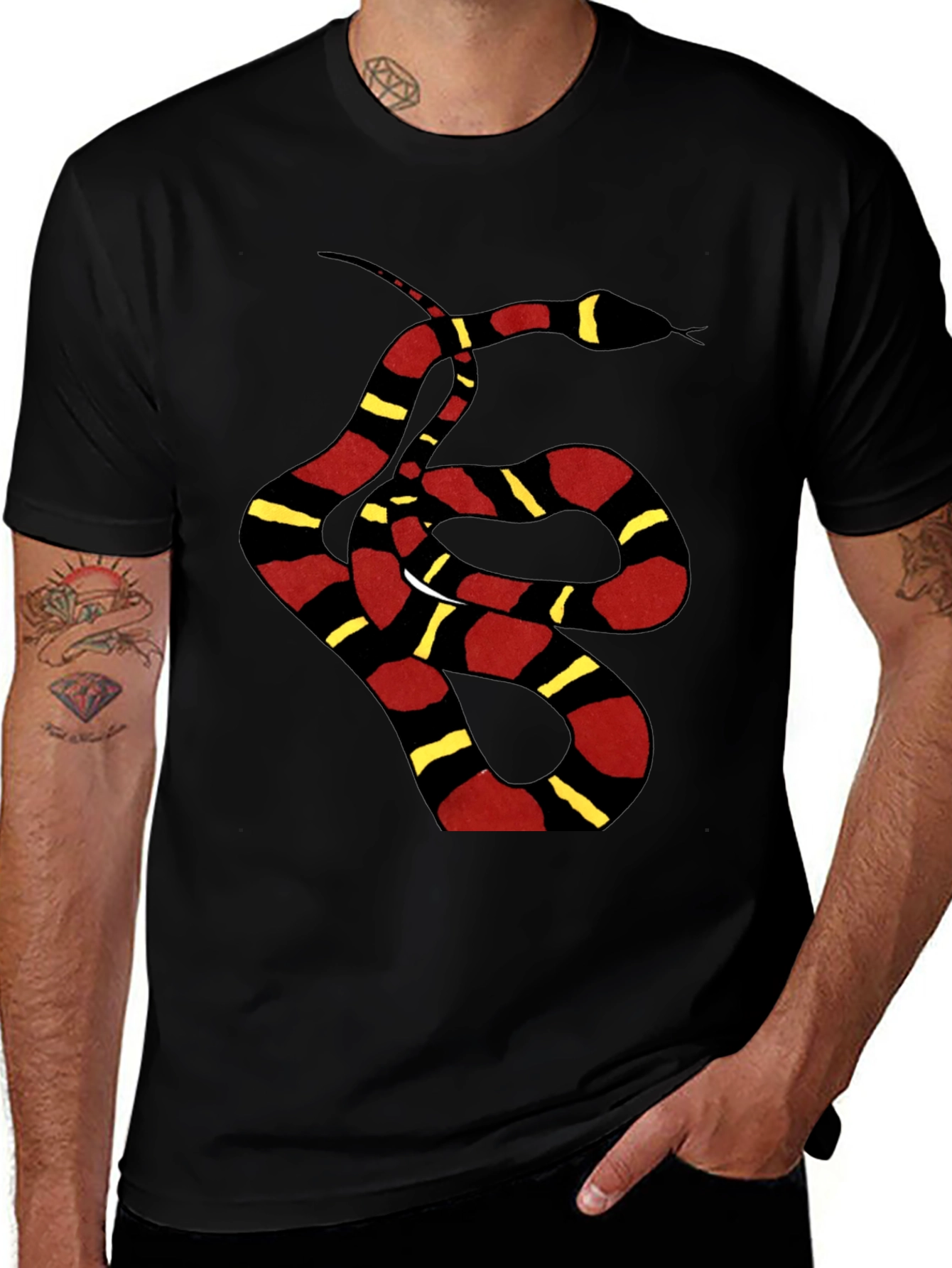 Variant 23 of Striped Snake Graphic Tee - Black Unisex T-Shirt