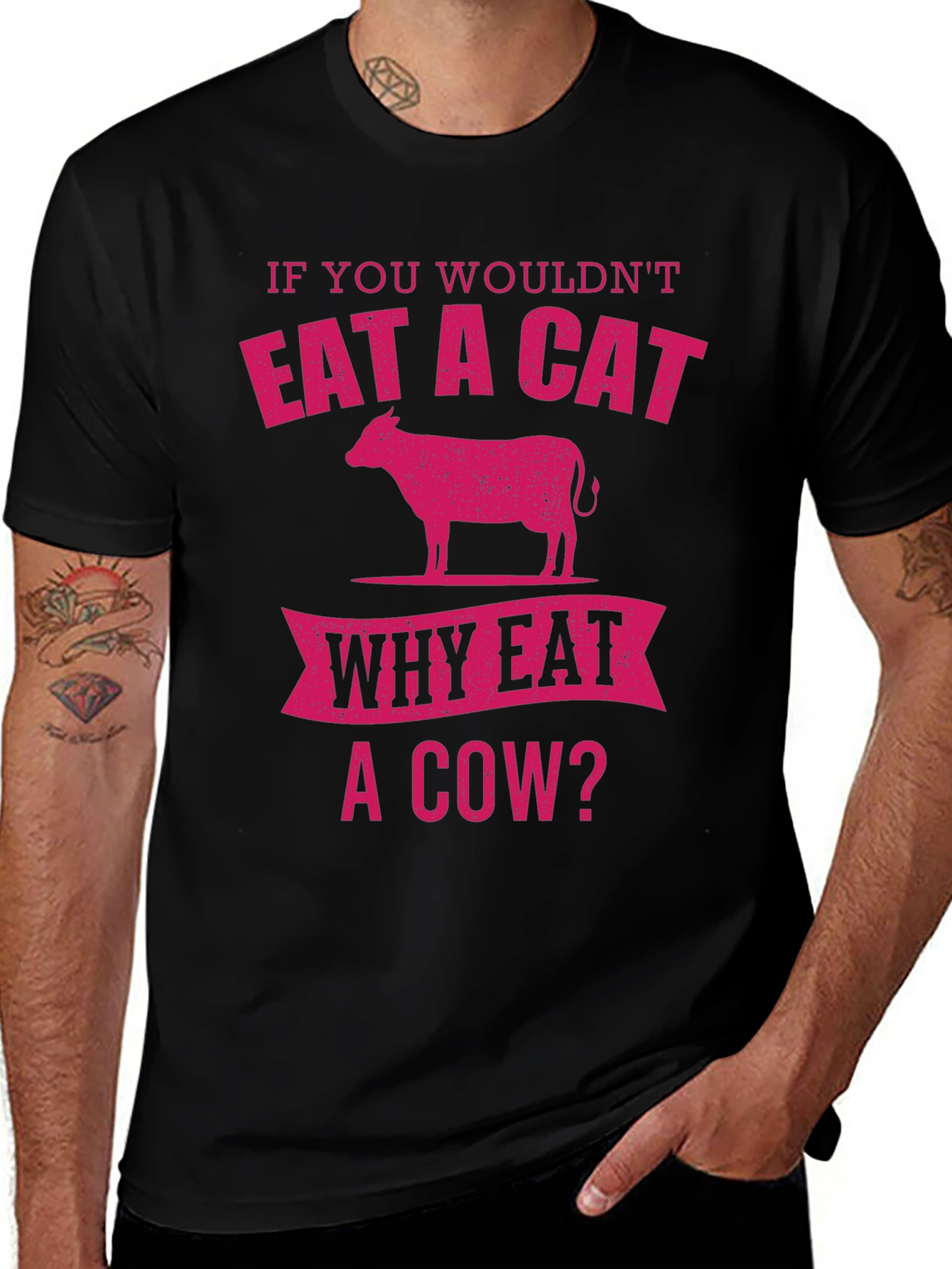 Variant 17 of Vegan "Eat A Cat?" Graphic T-Shirt