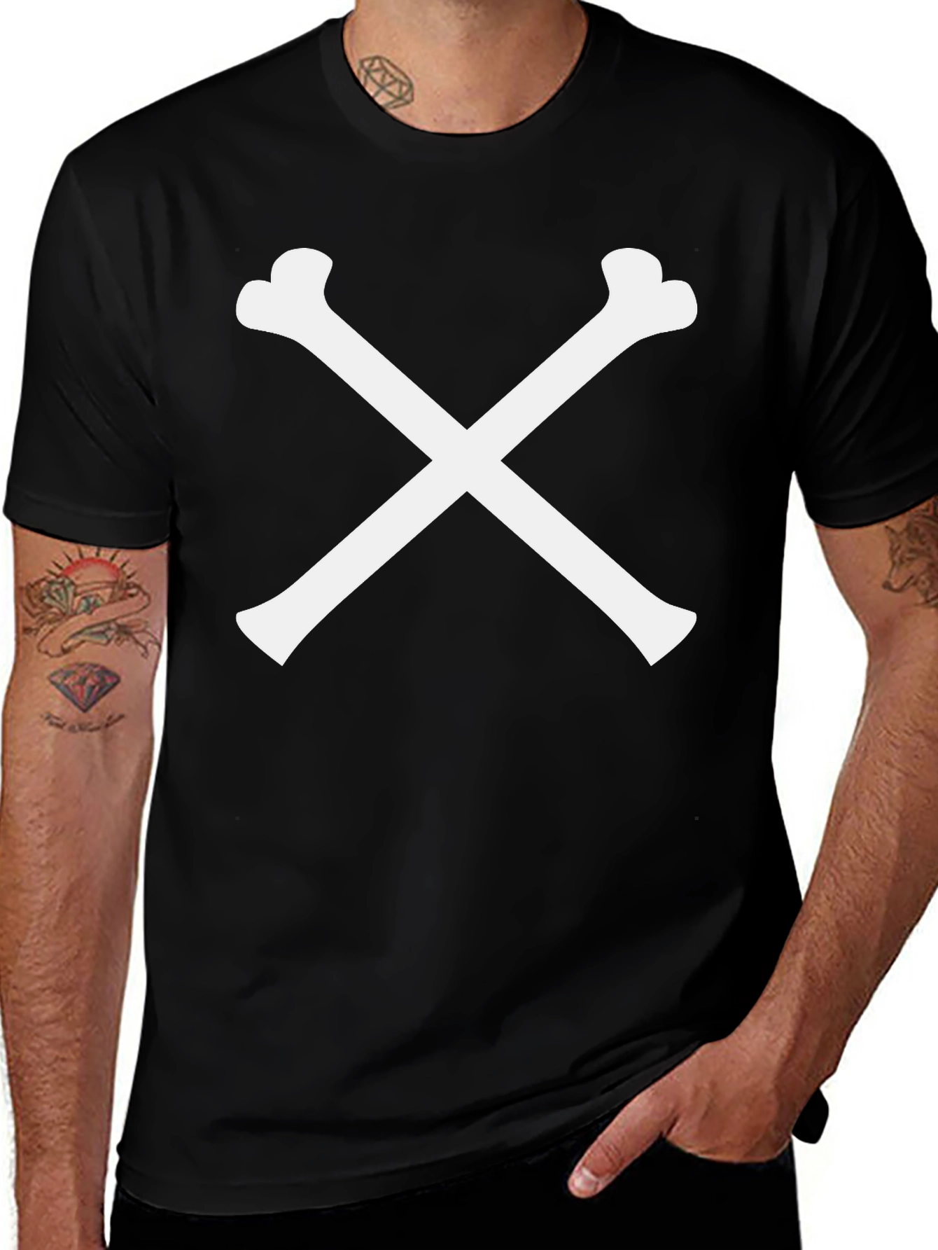 Variant 19 of Crossbones Graphic Tee - Classic Black T-Shirt