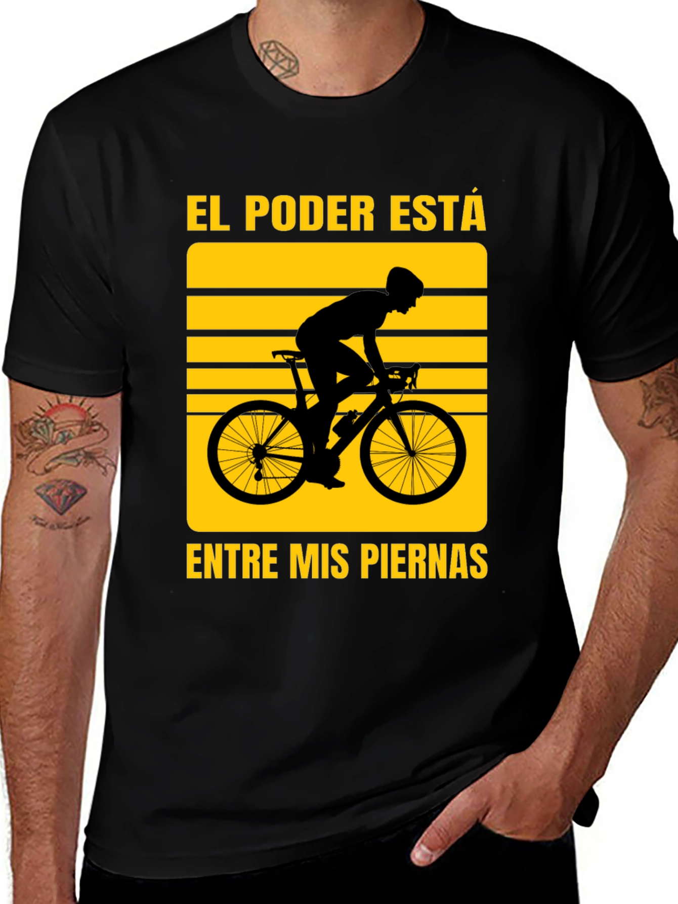 Variant 4 of Cyclist Power Graphic T-Shirt - Black