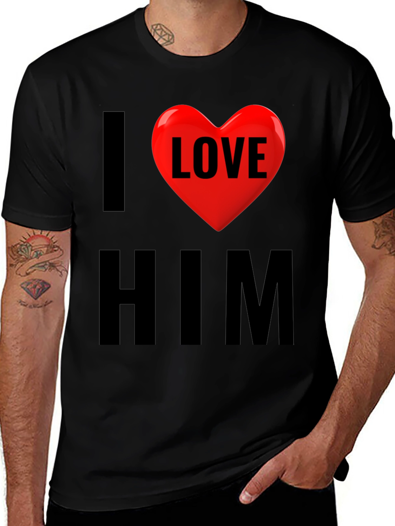 I Love Him T-Shirt: Romantic Graphic Tee for Him