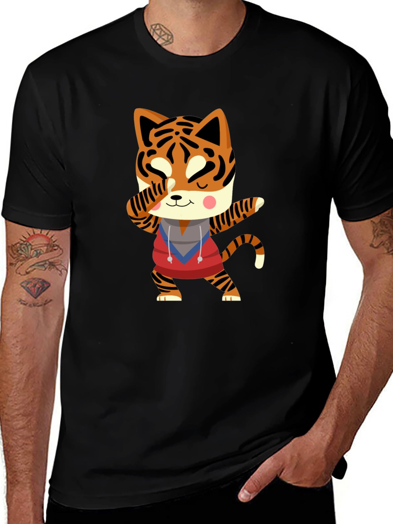 Variant 26 of Dabbing Tiger Graphic Tee - Black