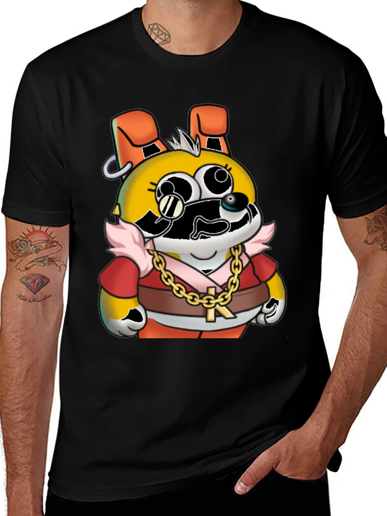 Variant 30 of Cartoon Character Graphic Black T-Shirt