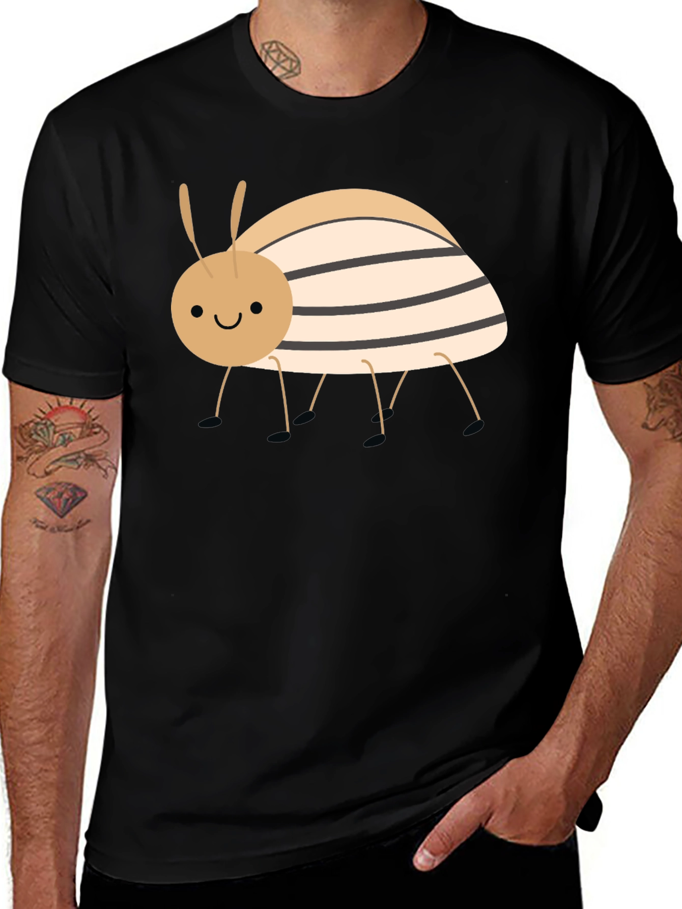 Variant 14 of Cute Bug Graphic T-Shirt - Unisex Black Tee