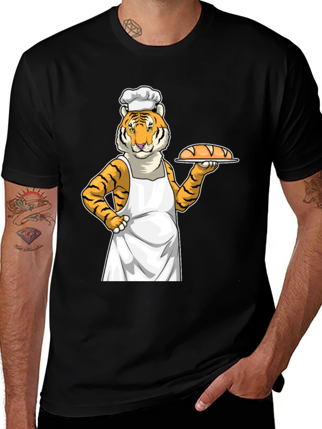 Variant 4 of Baker Tiger T-Shirt: Novelty Cartoon Graphic Tee