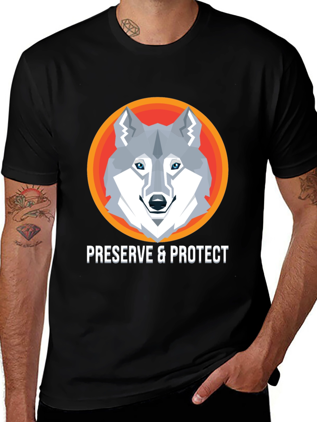 Variant 12 of Preserve & Protect Wolf Graphic Tee - Modern Design