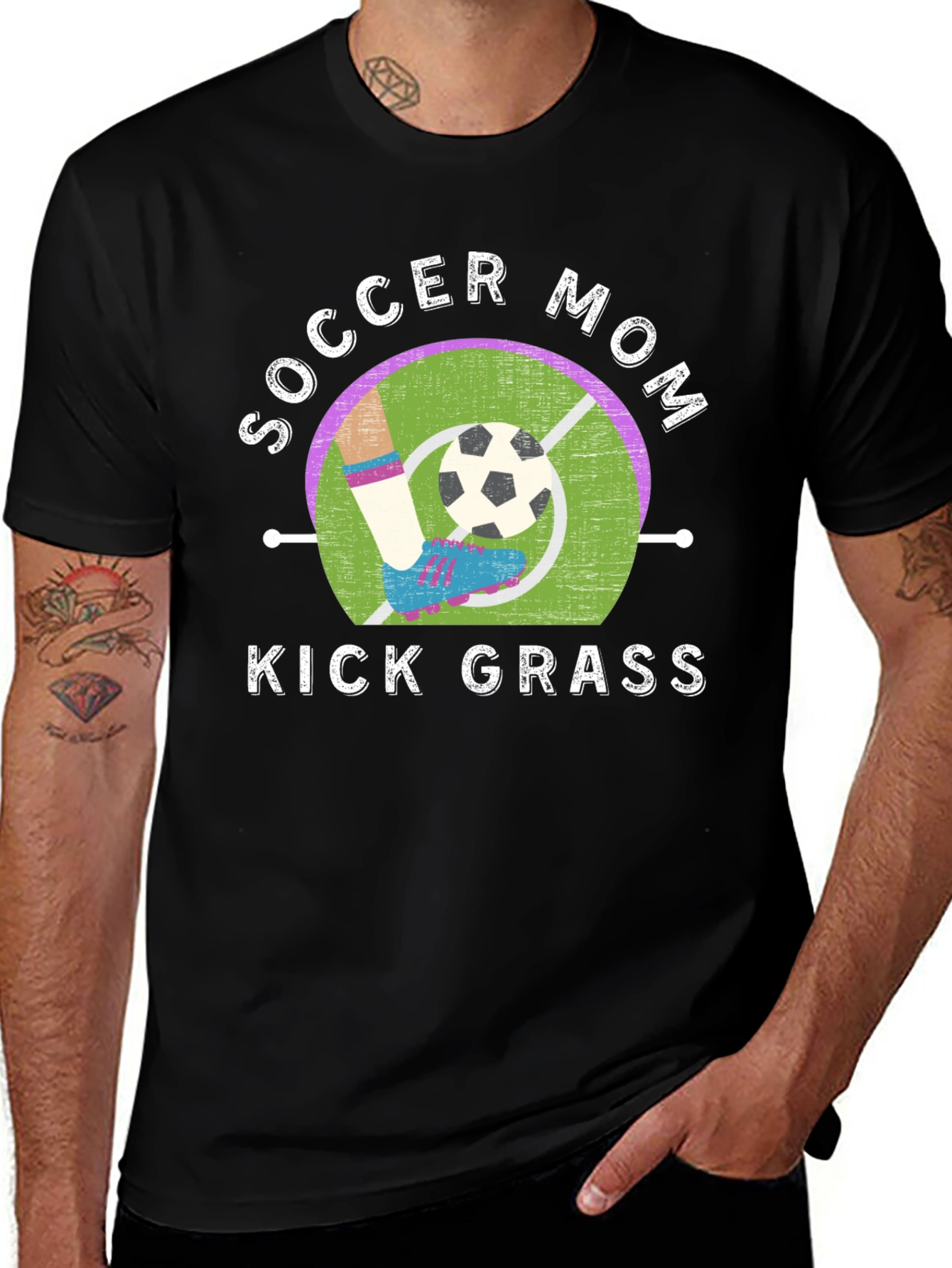 Soccer Mom Kick Grass Graphic T-Shirt