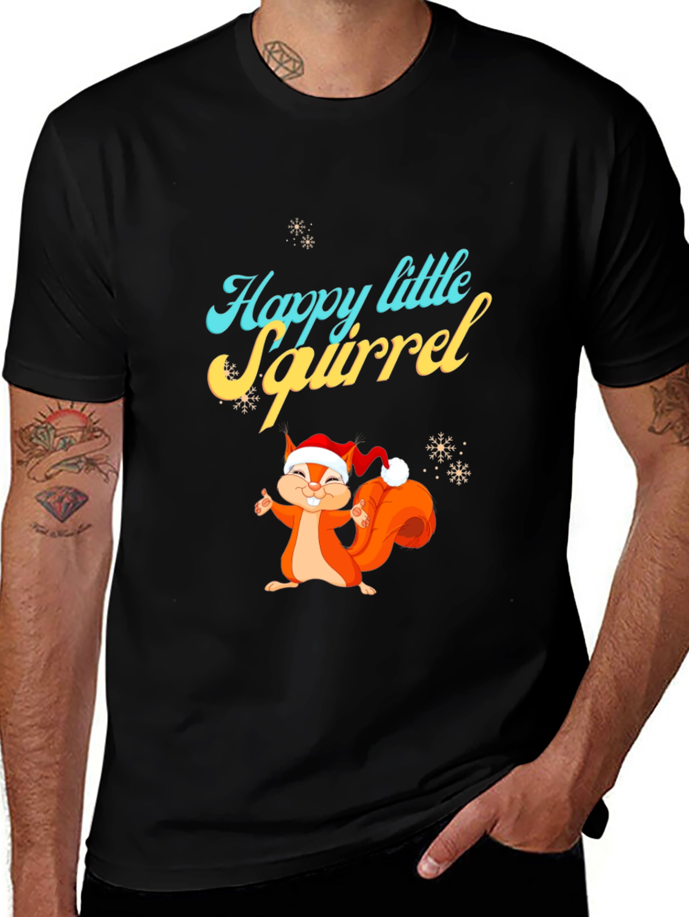 Happy Little Squirrel Christmas Graphic Tee
