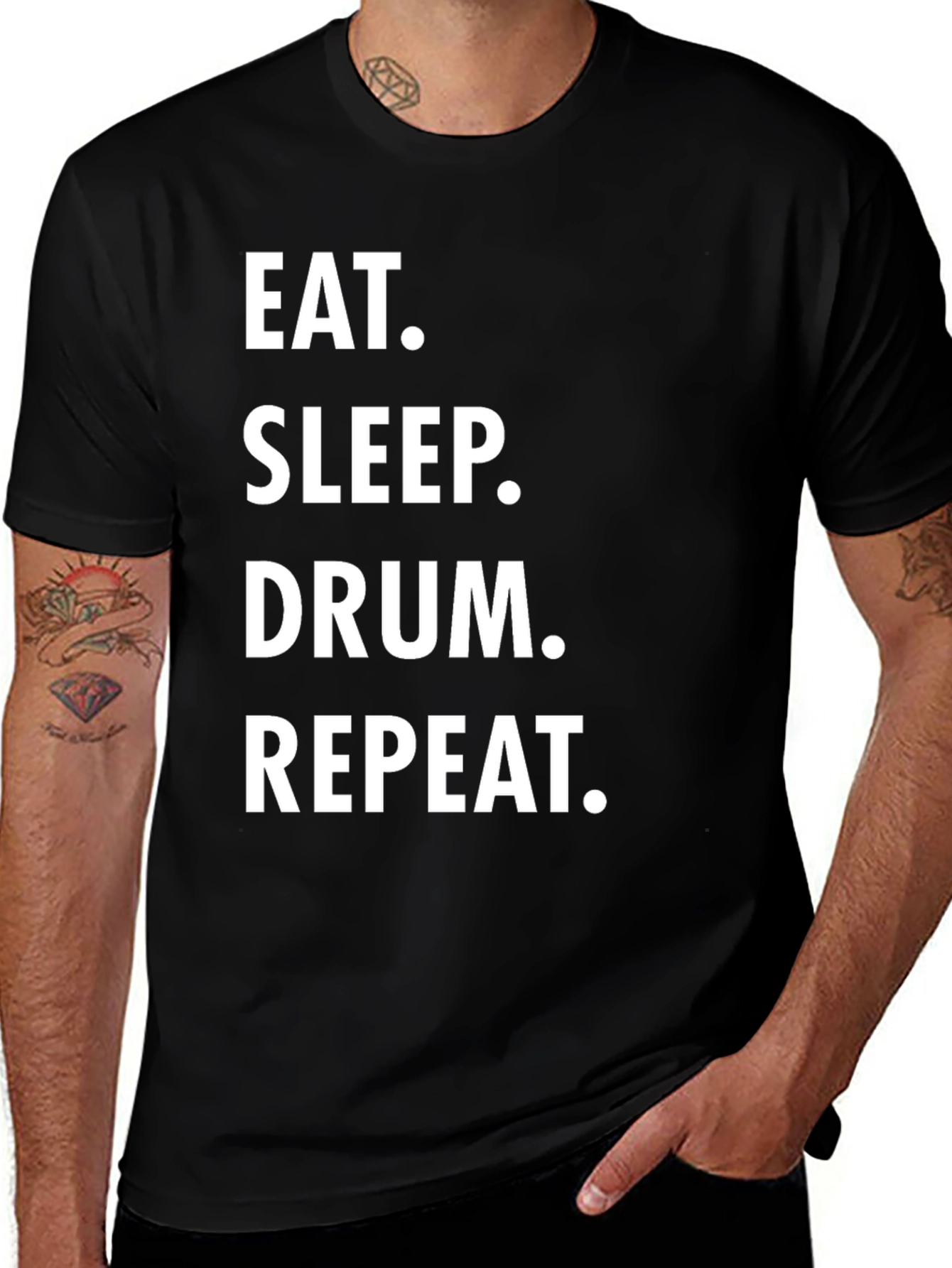 Variant 15 of Eat Sleep Drum Repeat Black T-Shirt