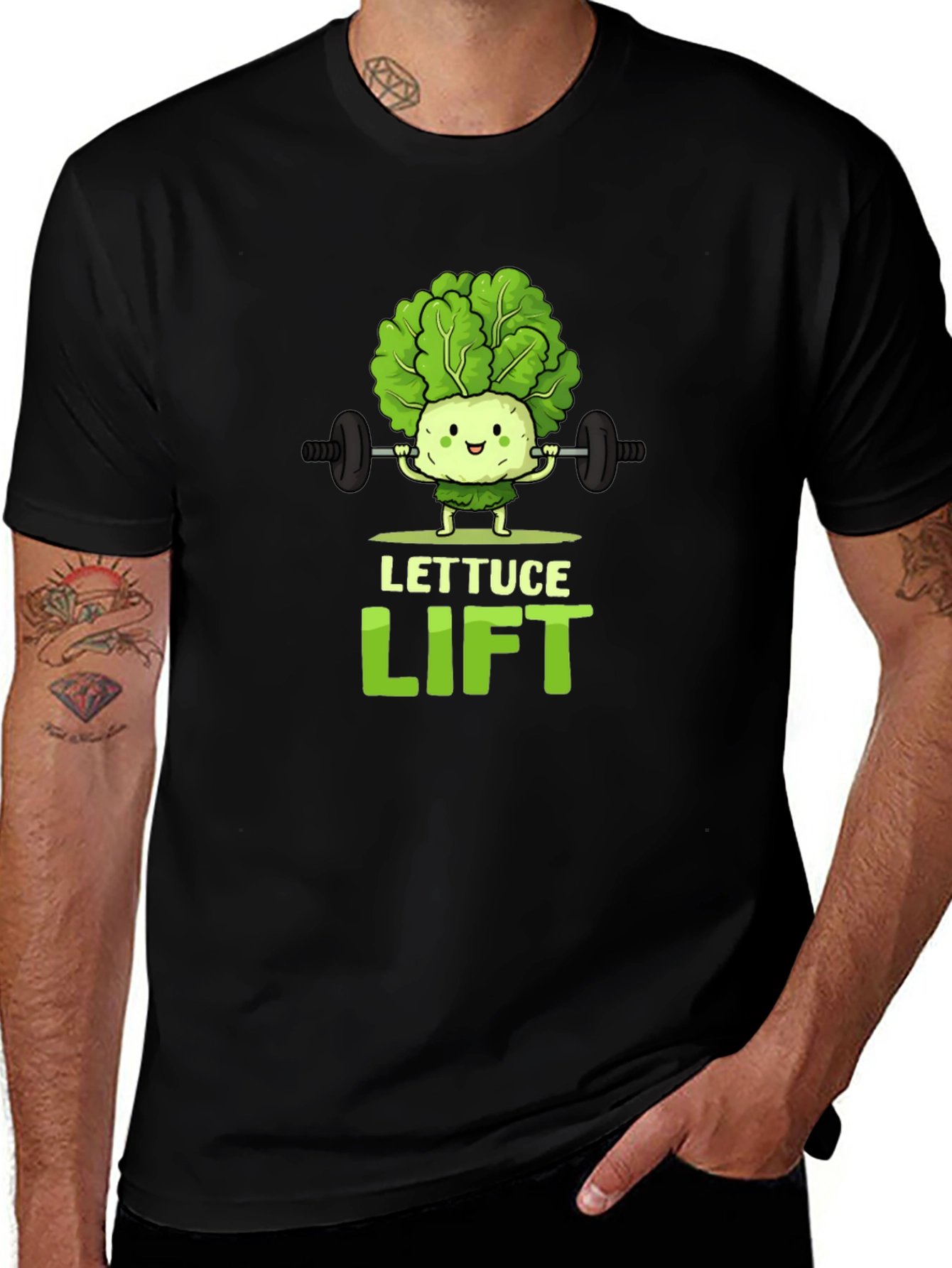 Lettuce Lift Black Graphic T-Shirt