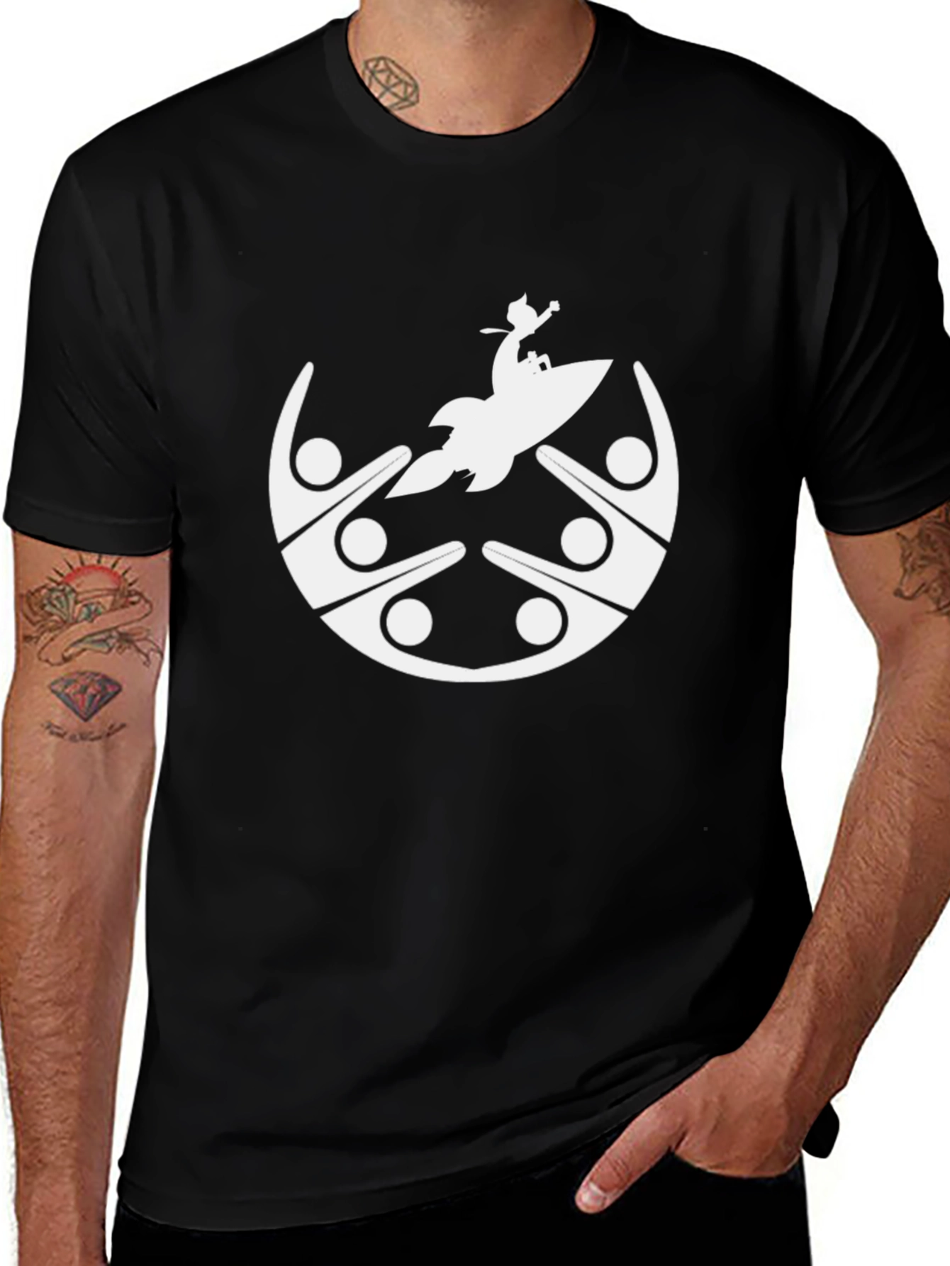 Variant 8 of Graphic Tee: Community Rocket Black T-Shirt