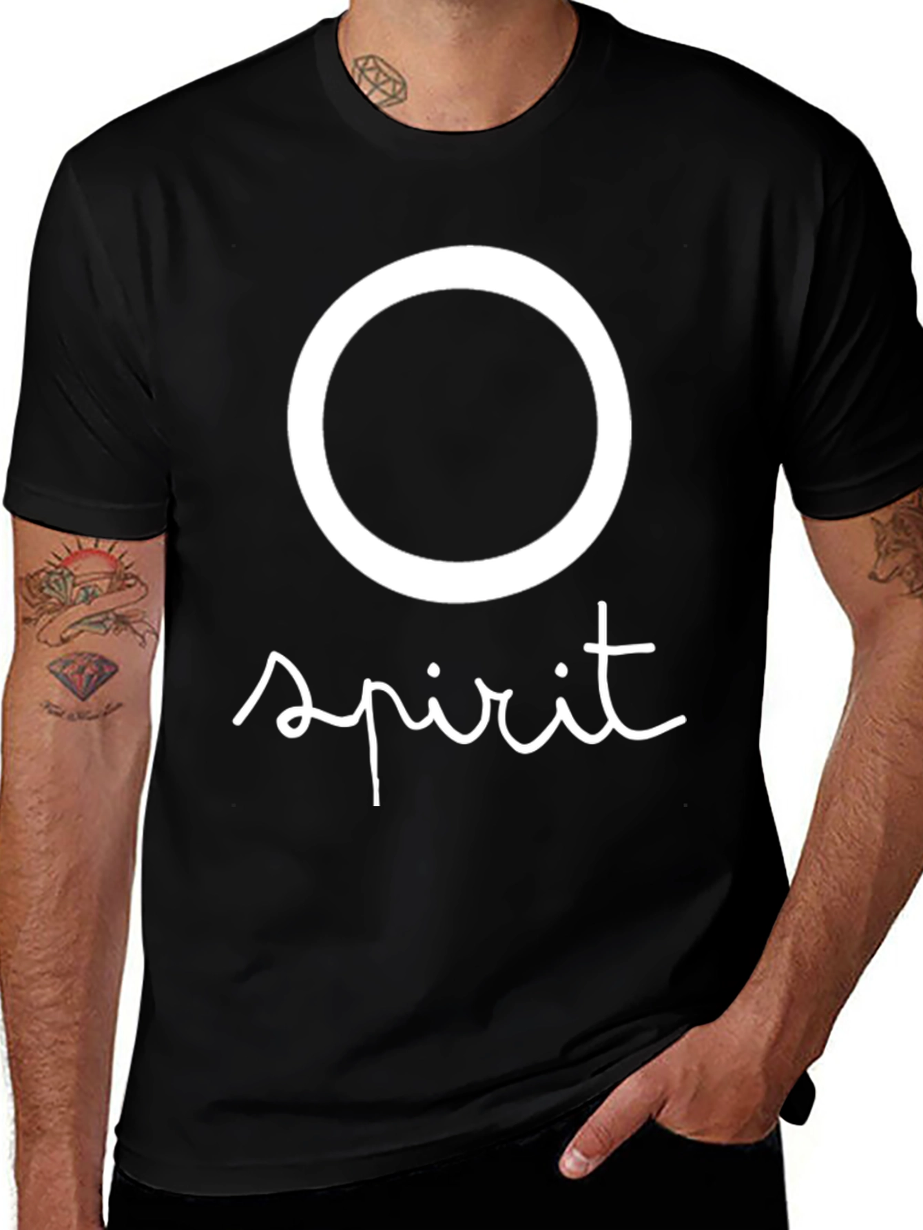 Variant 14 of Circle Spirit Graphic Tee - Casual Black T-Shirt