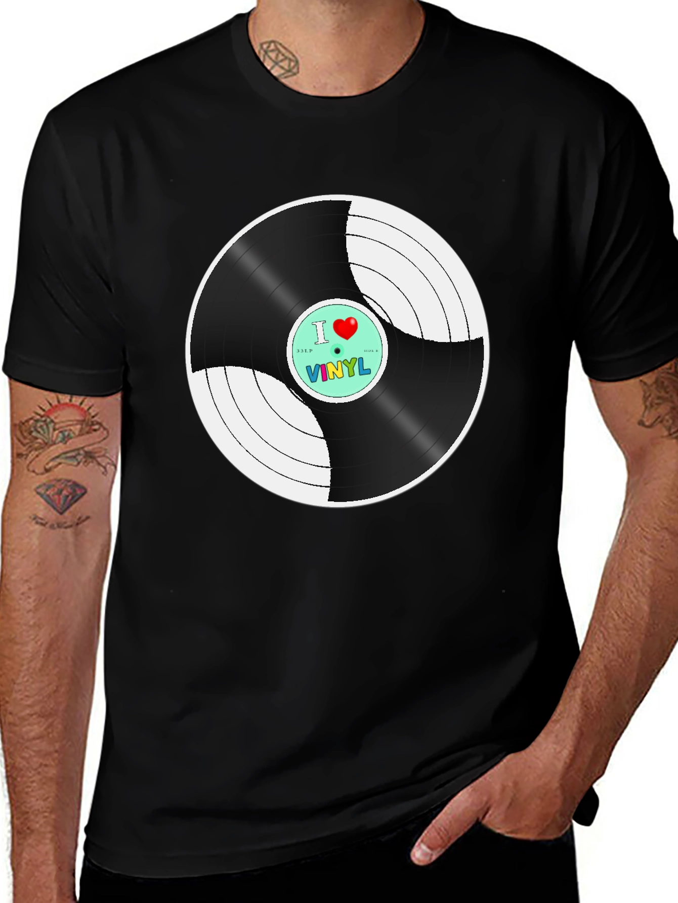 Variant 23 of I Heart Vinyl Graphic T-Shirt - Classic Retro Music Tee