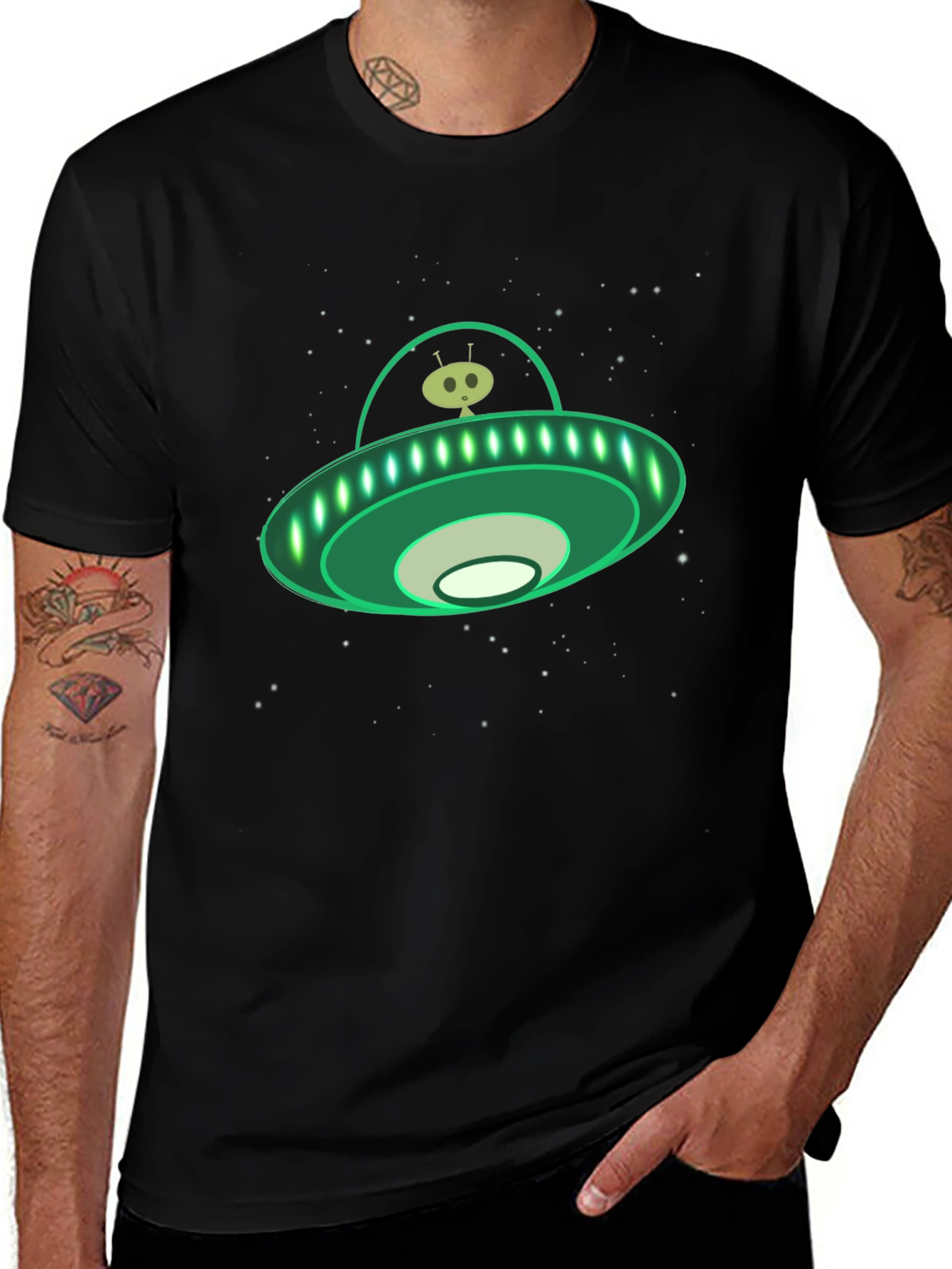 Variant 8 of Alien UFO Graphic Tee - Black