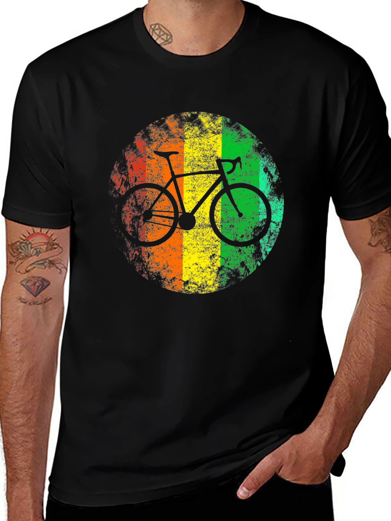 Variant 7 of Retro Rasta Bike Graphic Tee - Black
