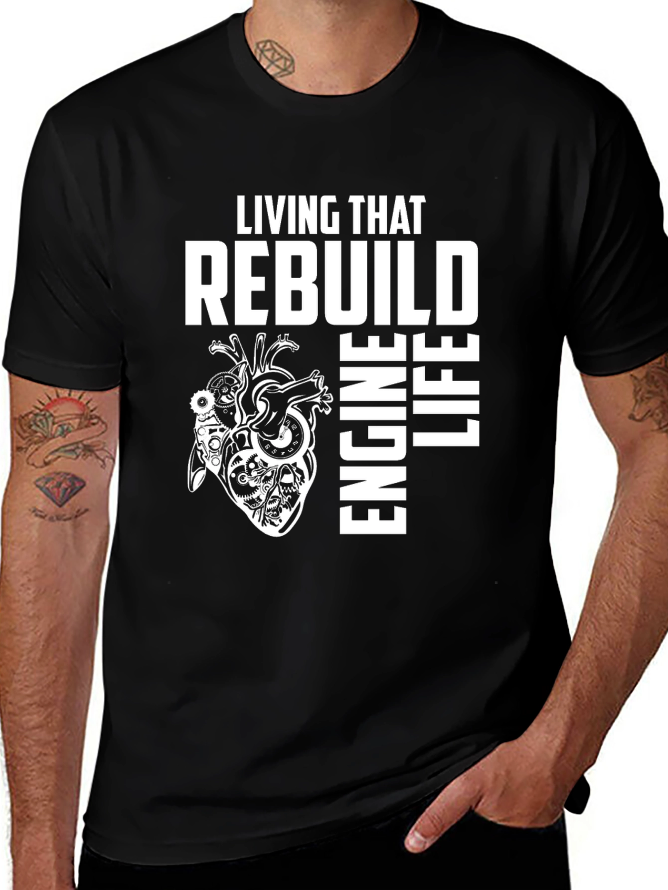 Variant 16 of Rebuild Engine Life Black Graphic Tee