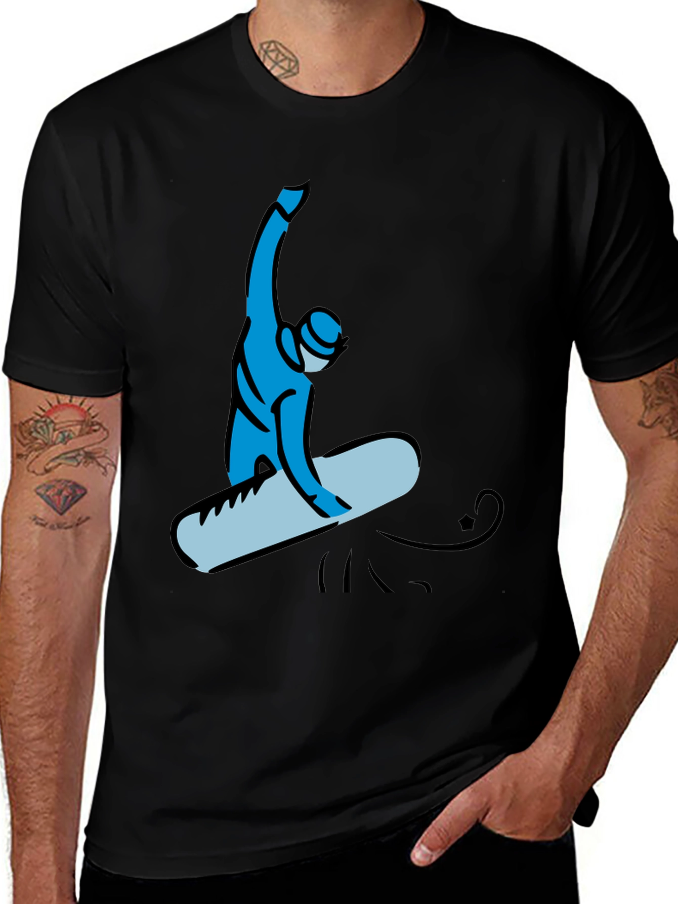 Variant 23 of Snowboard Graphic Black T-Shirt